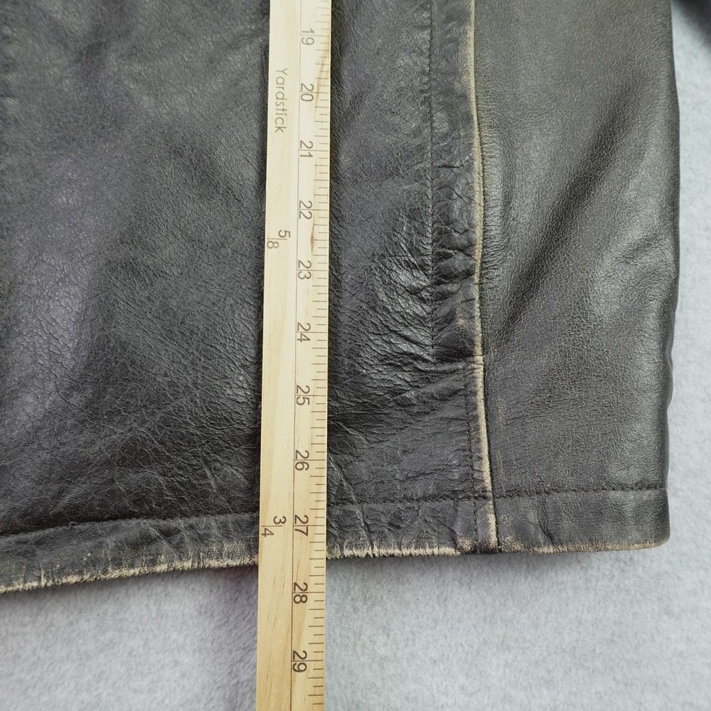 River Road Jacket Mens 48 Black Distressed Leather Motorcycle Cafe Racer - Picture 9 of 15